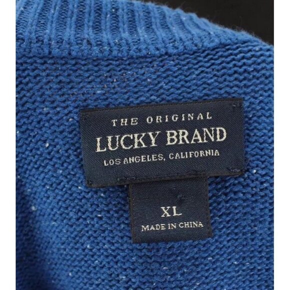 Lucky Brand Sweater V Neck Pullover Knit Speckled White Blue Mens Sz XL - Picture 9 of 11